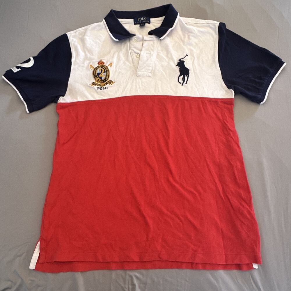 Polo Ralph Lauren Shirt Youth XL Multicolored Big Pony Crest 2 Colorblock Preppy